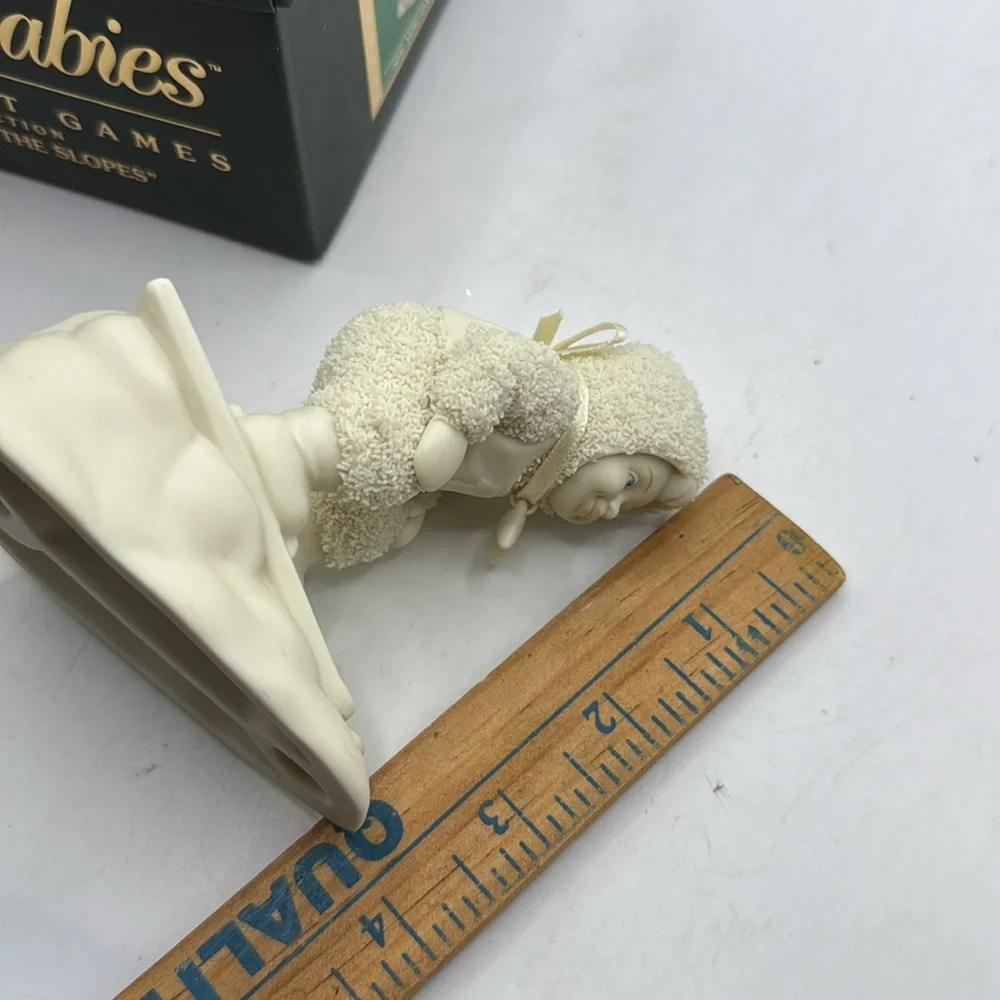Vintage Dept 56 Snowbabies On The Slopes Christmas Decor Collectible Skiing